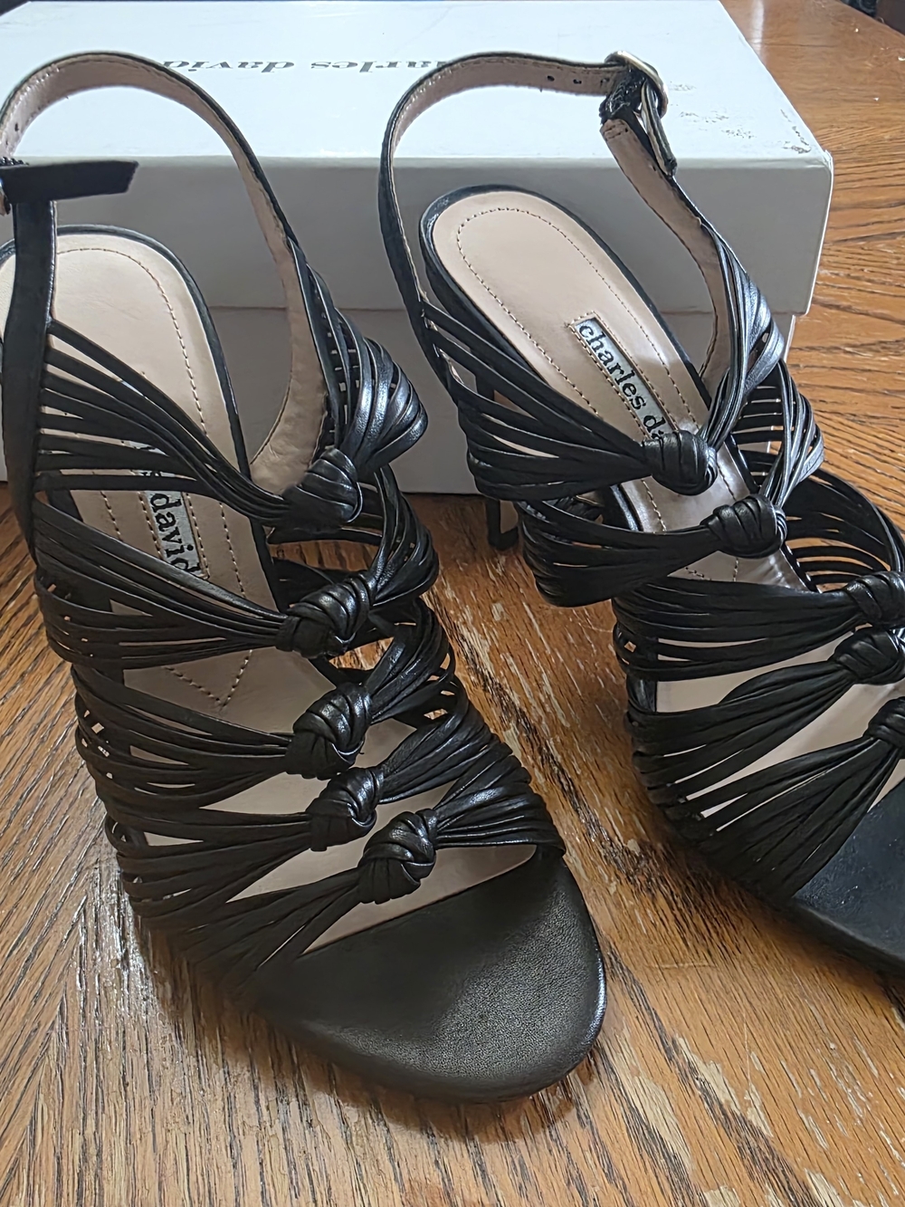 Charles David Black Knotted Strappy Heeled Sandals